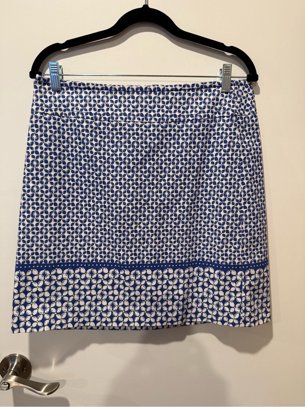 Talbots Blue and White Patterned A-Line Skirt - Women